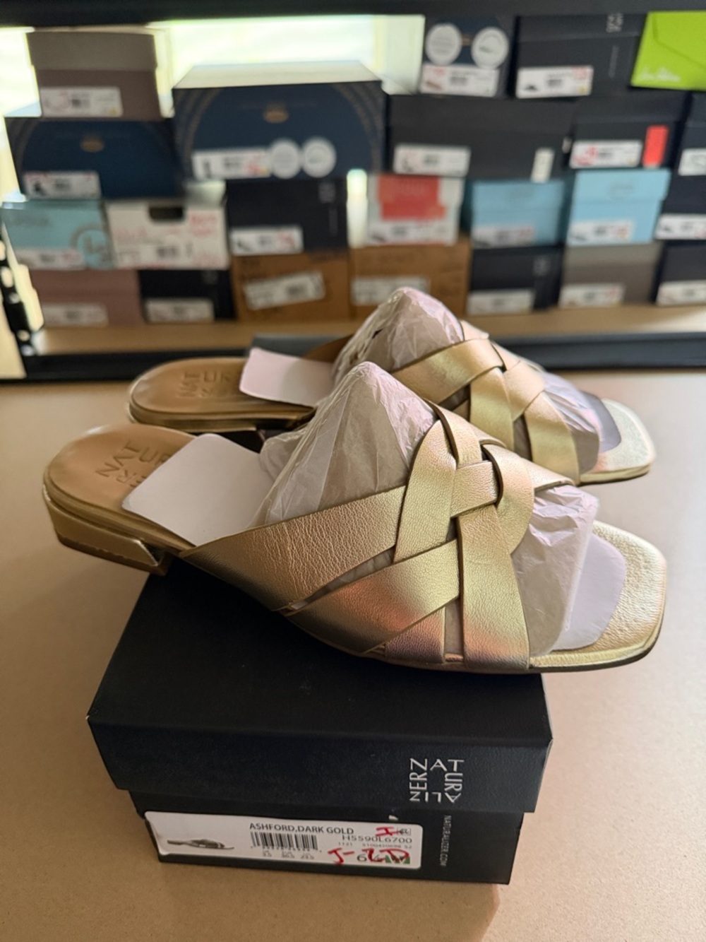 Naturalizer Metallic Gold Braided Slide Mule (WIDE)